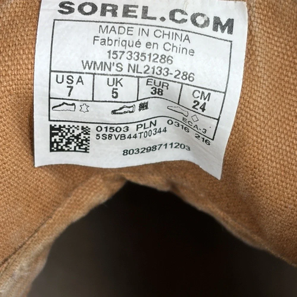 Sorel Out N About Boots Women's 7 Tan Black Nubuck Waterproof Duck Rain Booties